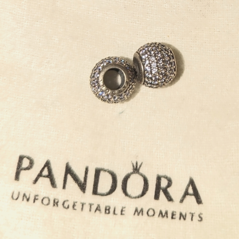 Pandora cubic zirconia spacers beads -set of 2